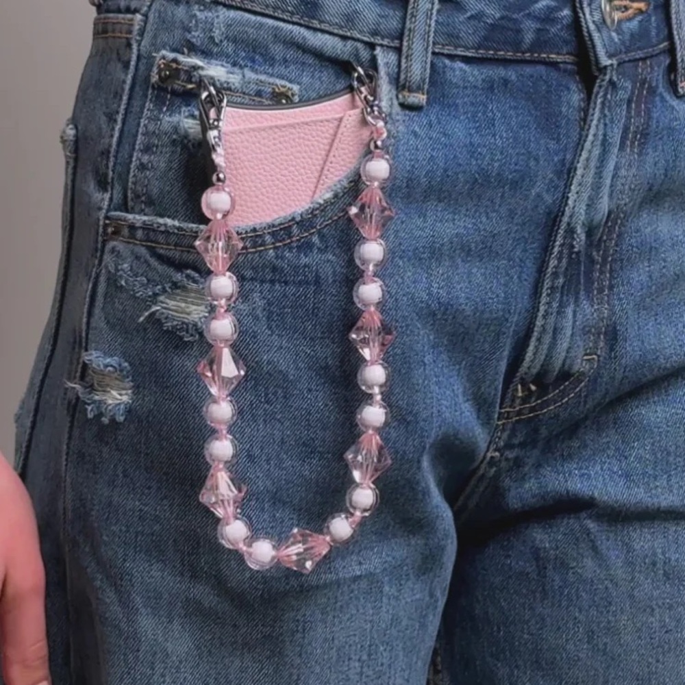 Bandolier 🎀 Brandi Wristlet in Pastel Pink & Silver